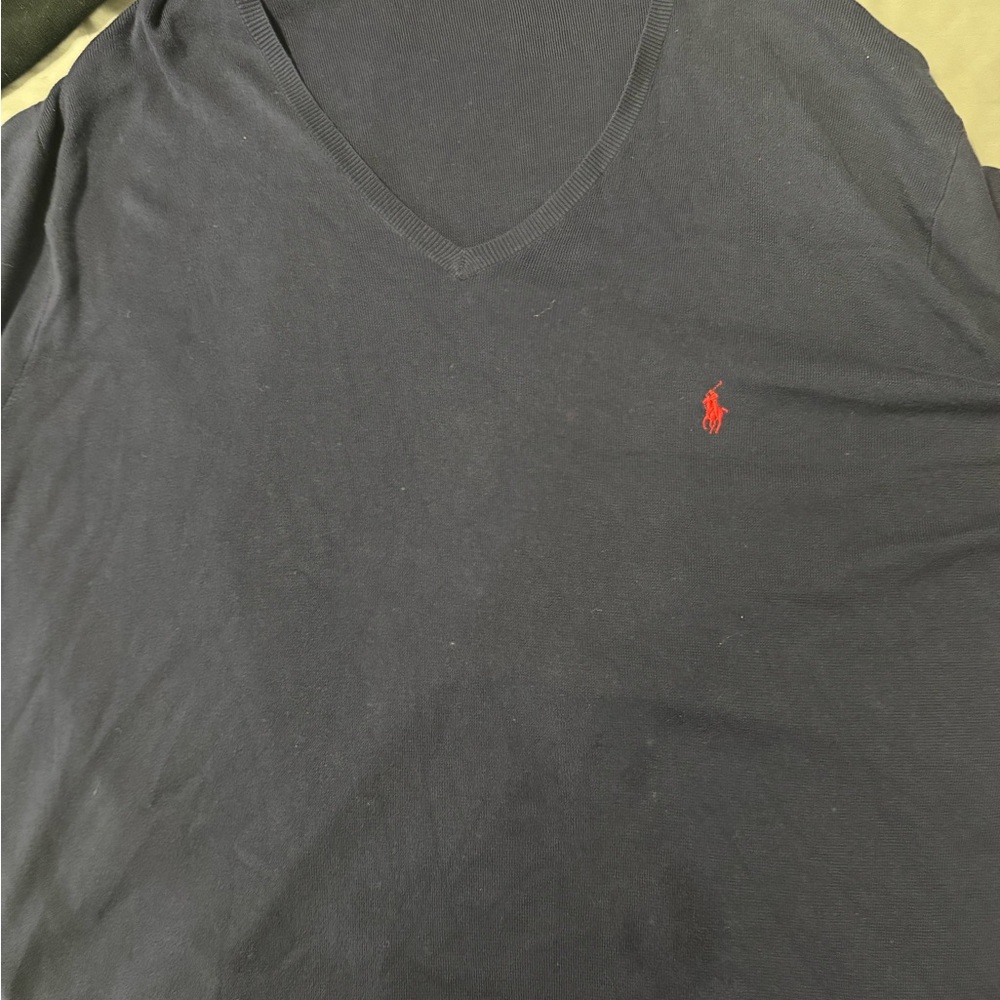 Polo Ralph Lauren Dark Blue V-Neck Long Sleeve Tee